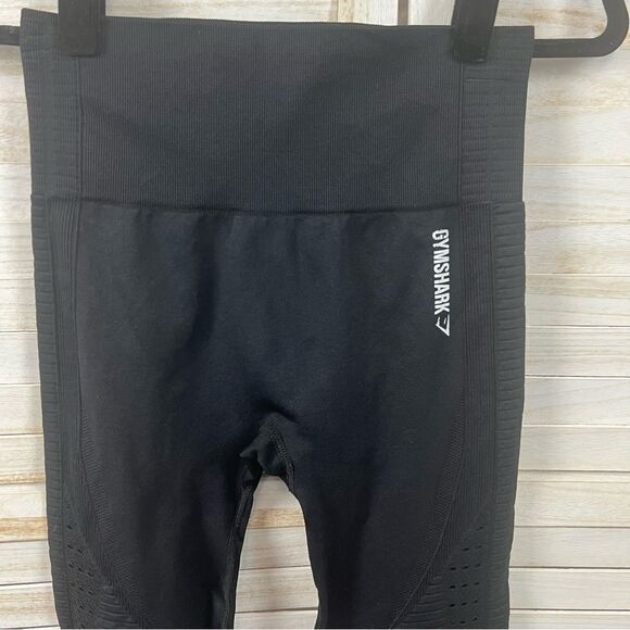 Gymshark Lasercut Perforated Black Workout Leggings Medium - Picture 2 of 11